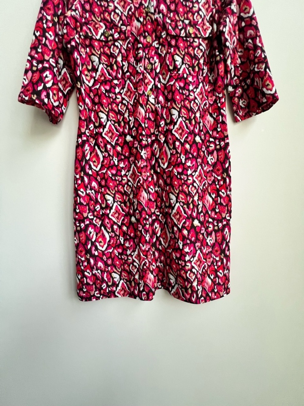 Jude Connally Sloane Pink Ikat Collared Shirt Dress Small Button Down Jude Cloth - Picture 4 of 12